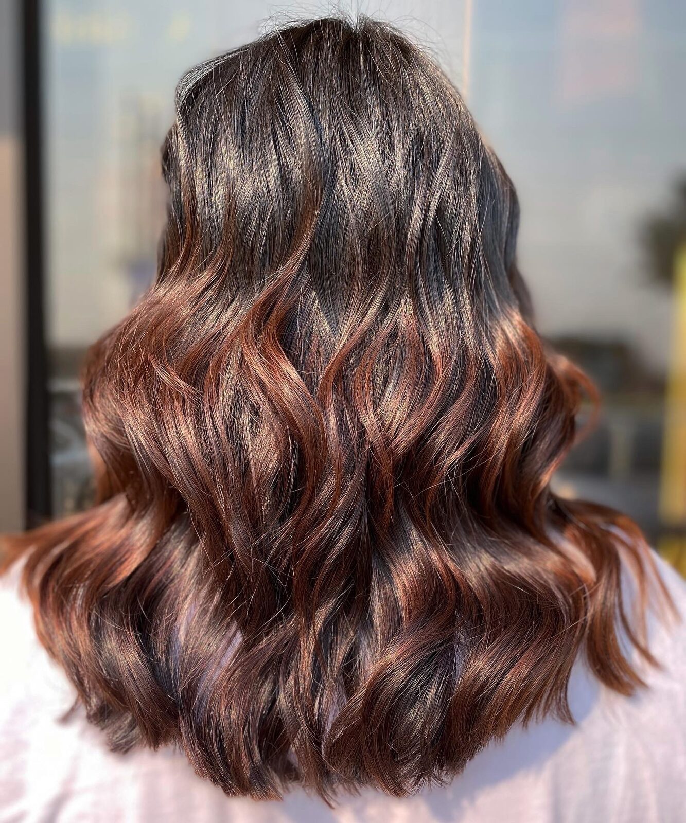 Rich copper dimensional color with glossy waves, Austin
